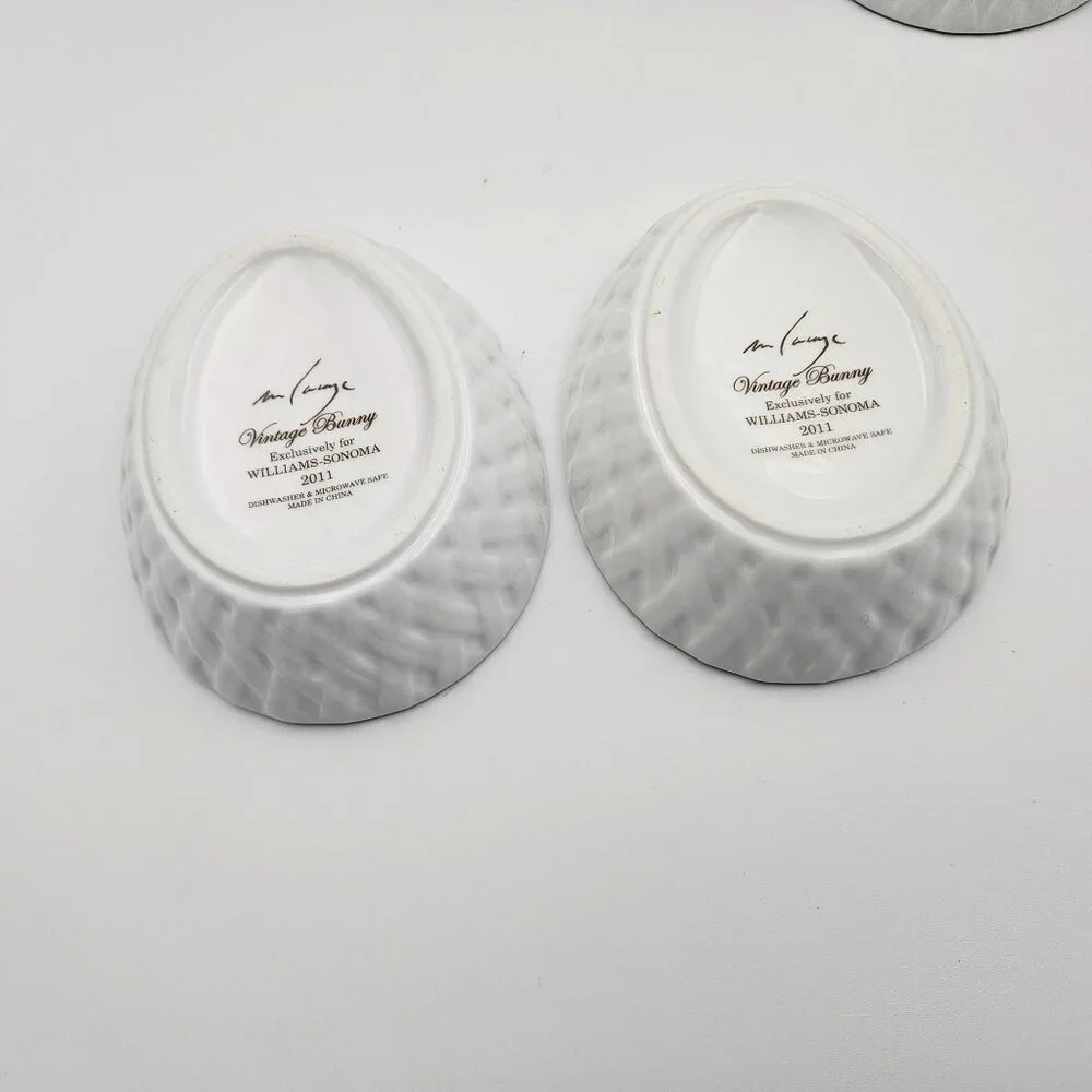 Williams Sonoma Vintage Bunny Ramekins Bowls Easter Egg Spring Set of 4